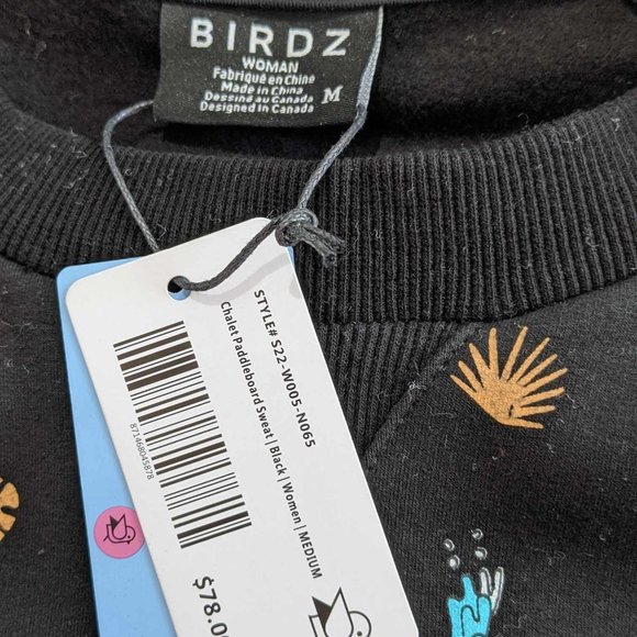 Birdz Black Hoodie with Colorful Patterns - New - Picture 3 of 4